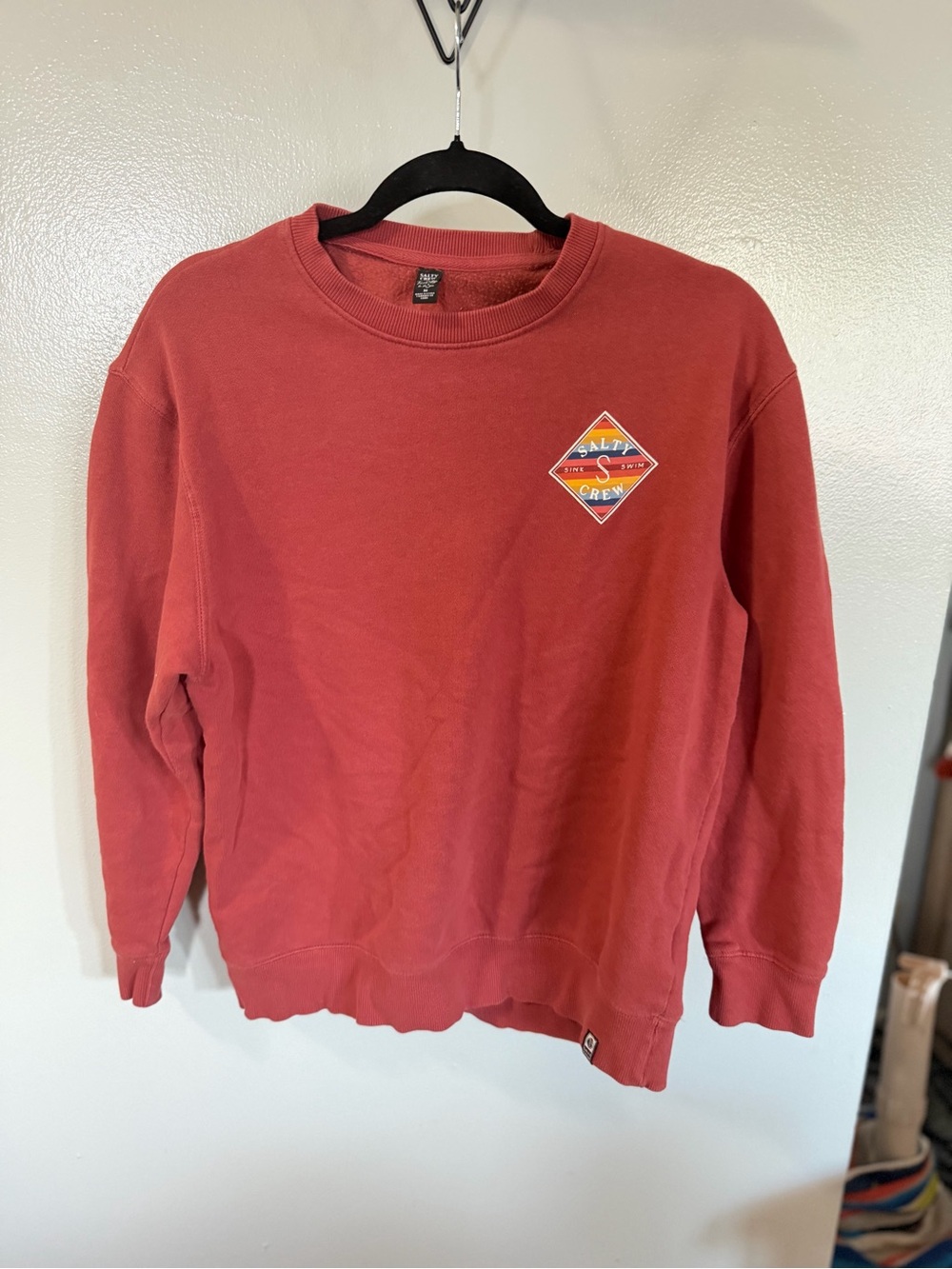 Salty Crew Women's Brick Red Crewneck Sweatshirt with Small Logo